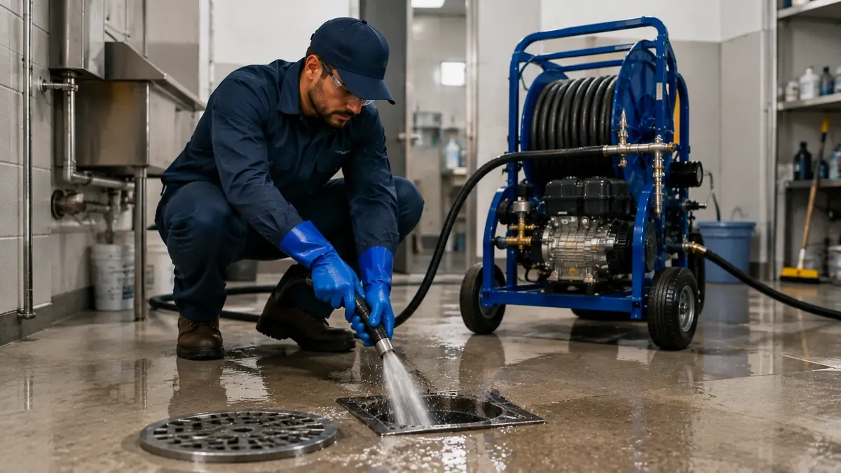 Floor Drain Hydro Jet Cleaning in Helendale