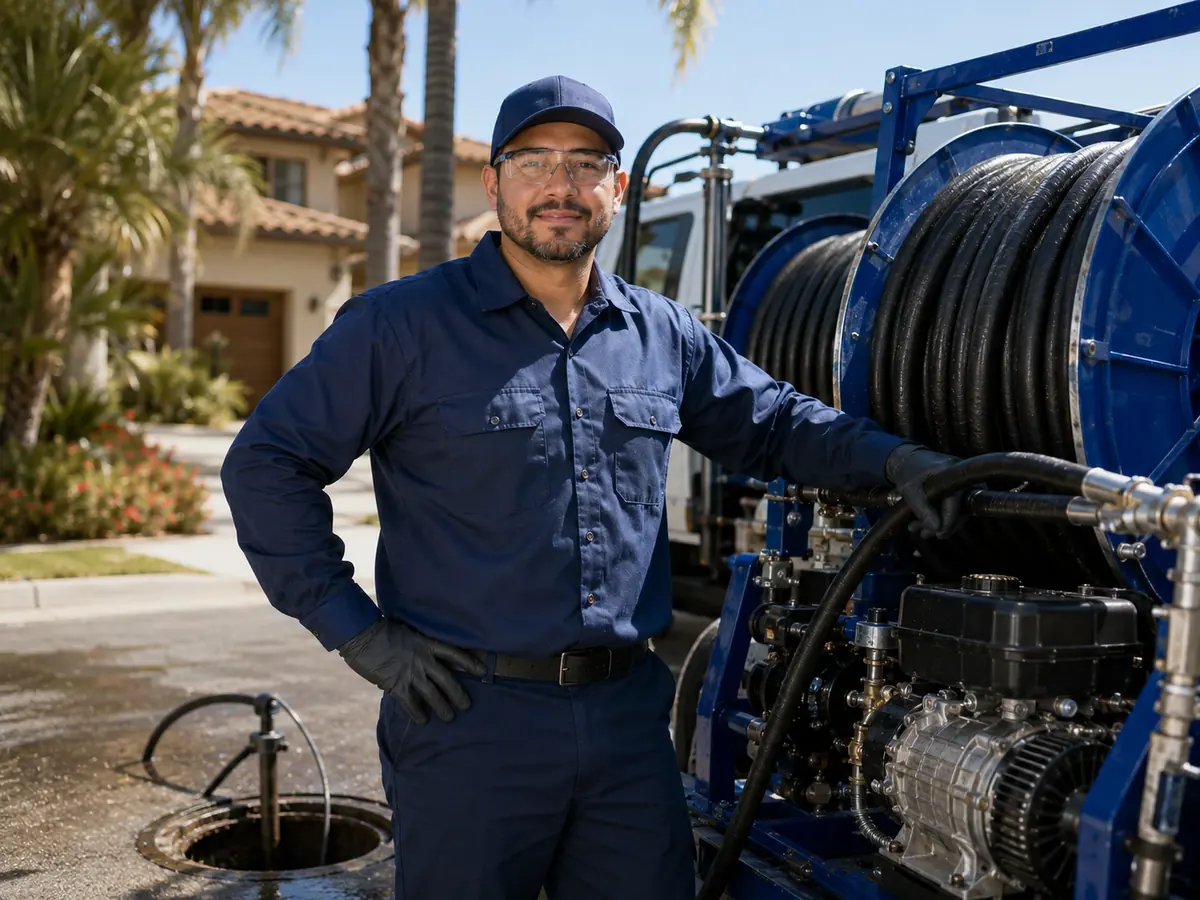 Hydro jet sewer cleaning in Helendale